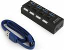 GEMBIRD USB 3 4-PORT HUB 4 SWITCHES 4 LED BLACK 3A POWER ADAPTER - (UHB-U3P4-22)